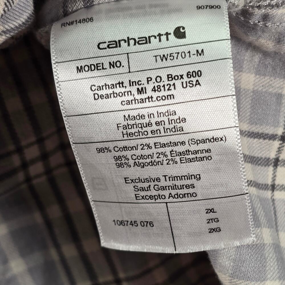 Carhartt Rugged Flex Shirt Mens 2XL Relaxed Fit Plaid Short Sleeve Lightweight
